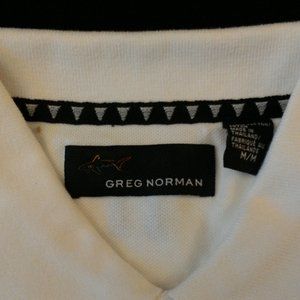 Greg Norman white with black trim polo shirt size M